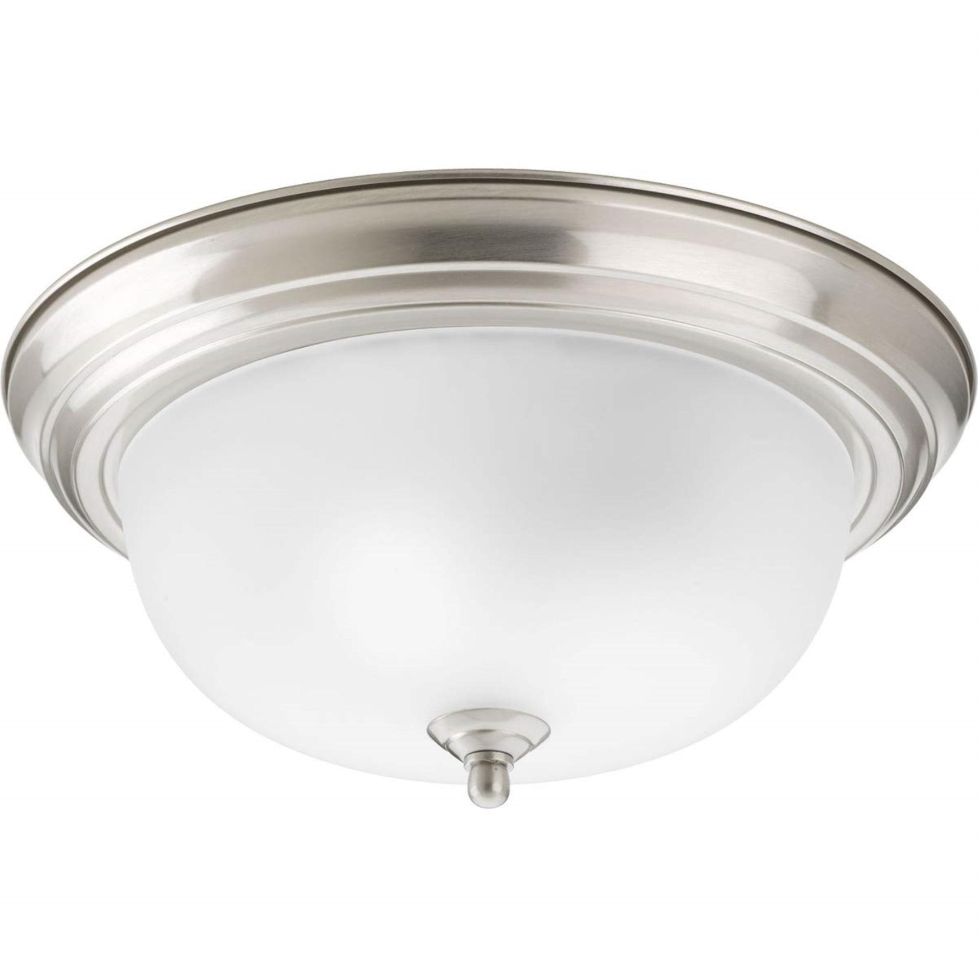 Progress Lighting Melon 2-Light Flush Mount, Brushed Nickel, Alabaster Glass