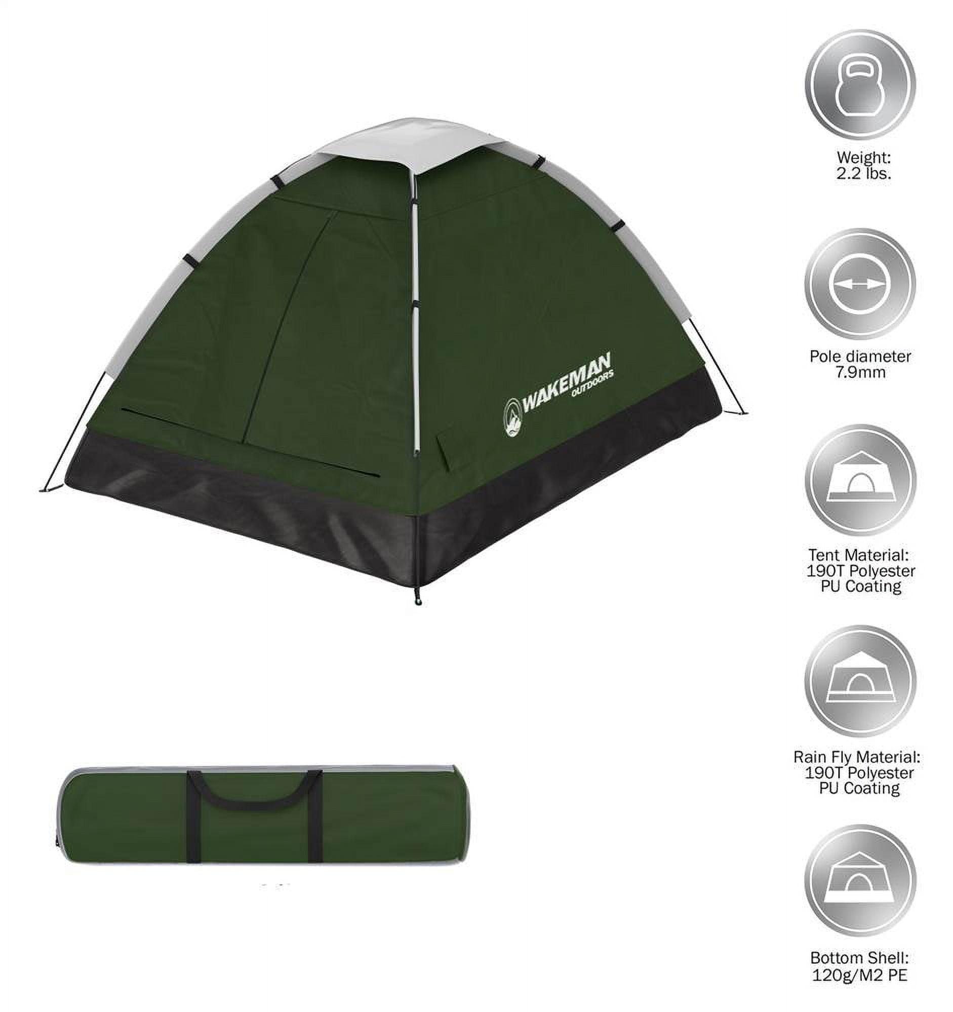 wakeman Wakeman Outdoors 2 Person Camping Tent with Rain Fly and Carrying Bag- Lightweight, Water Resistant