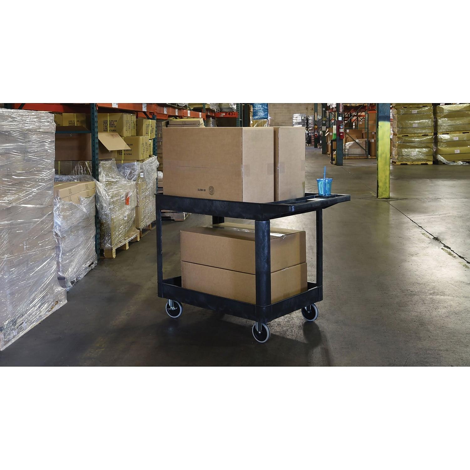 Black Heavy-Duty Two-Shelf Plastic Utility Cart