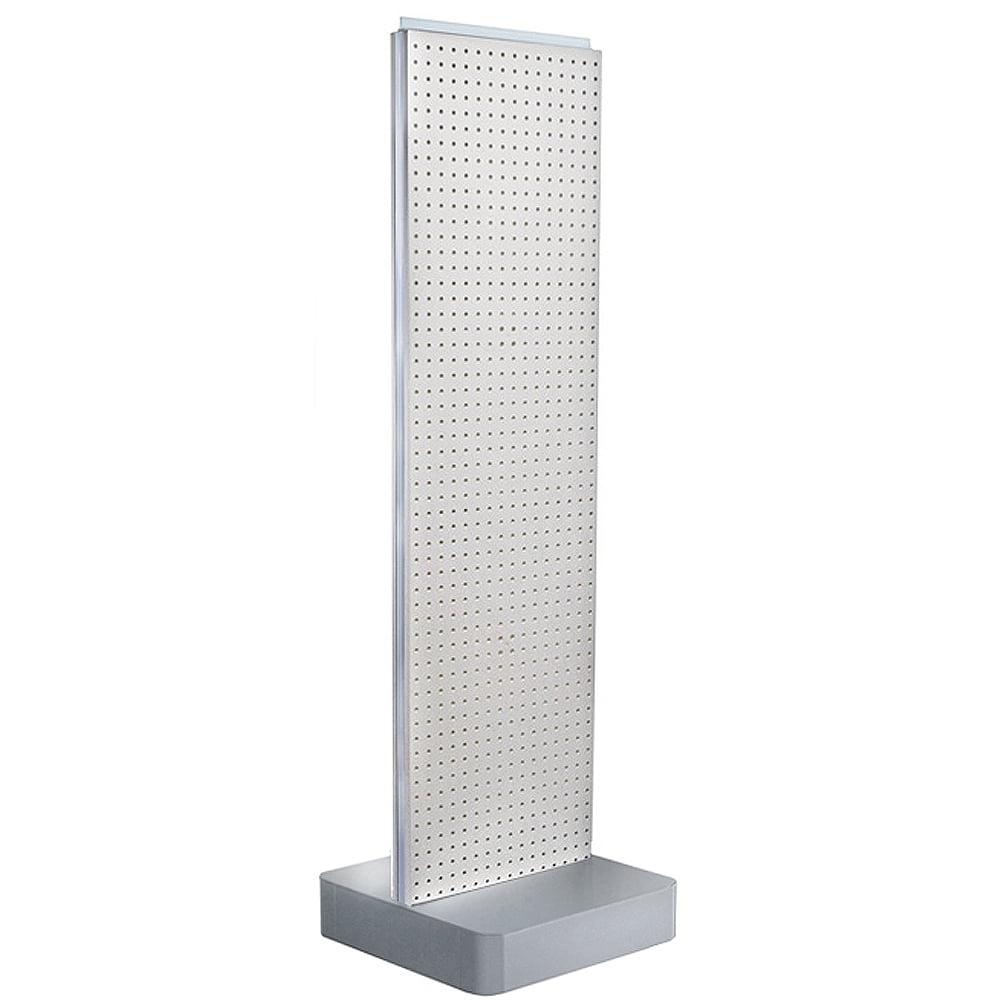 White Two-Sided Pegboard Floor Display with Plastic Base