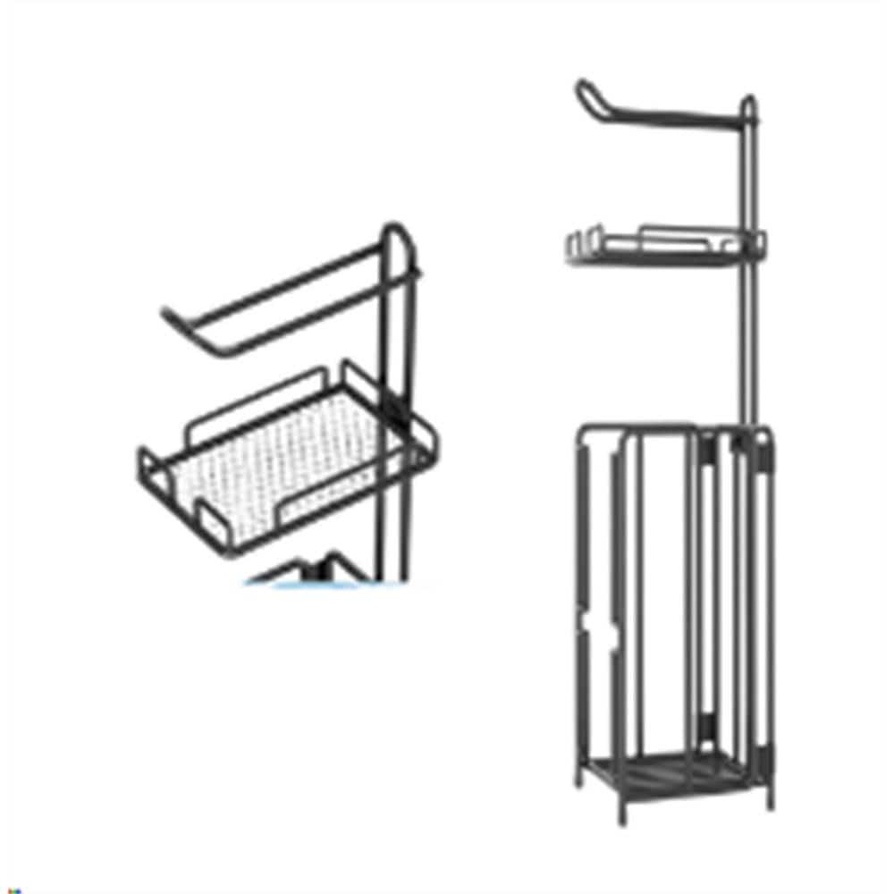 Black Freestanding Steel Toilet Paper Holder with Storage Shelves