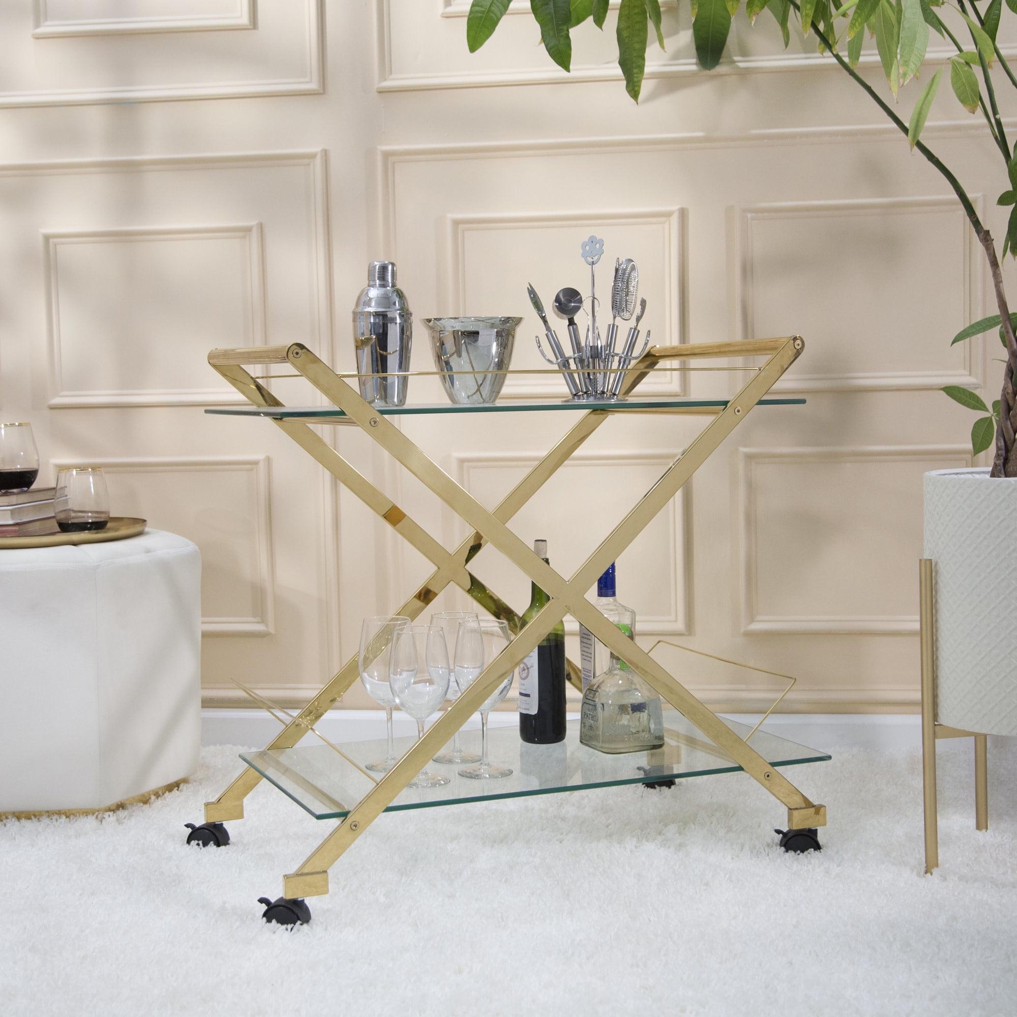 Sagebrook Home Rolling Bar Cart Gold
