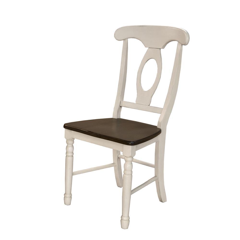 Traditional Chalk and Cocoa Bean Slat Back Side Chair