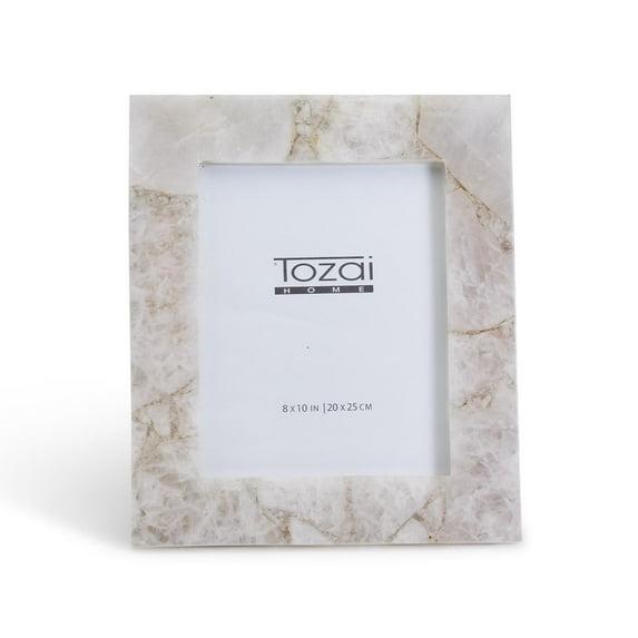 Tozai Home White Quartz MDF/Genuine Natural Agate/Glass Picture Frame