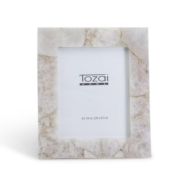 Tozai Home White Quartz MDF/Genuine Natural Agate/Glass Picture Frame