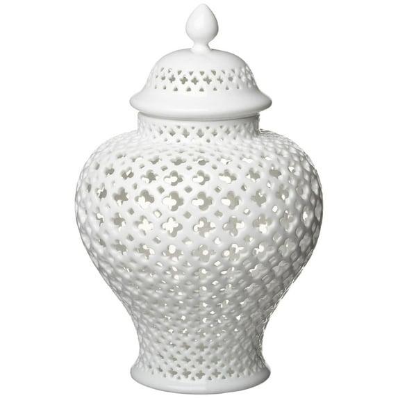 Two's Company Carthage Pierced Porcelain Lantern with Lid, White