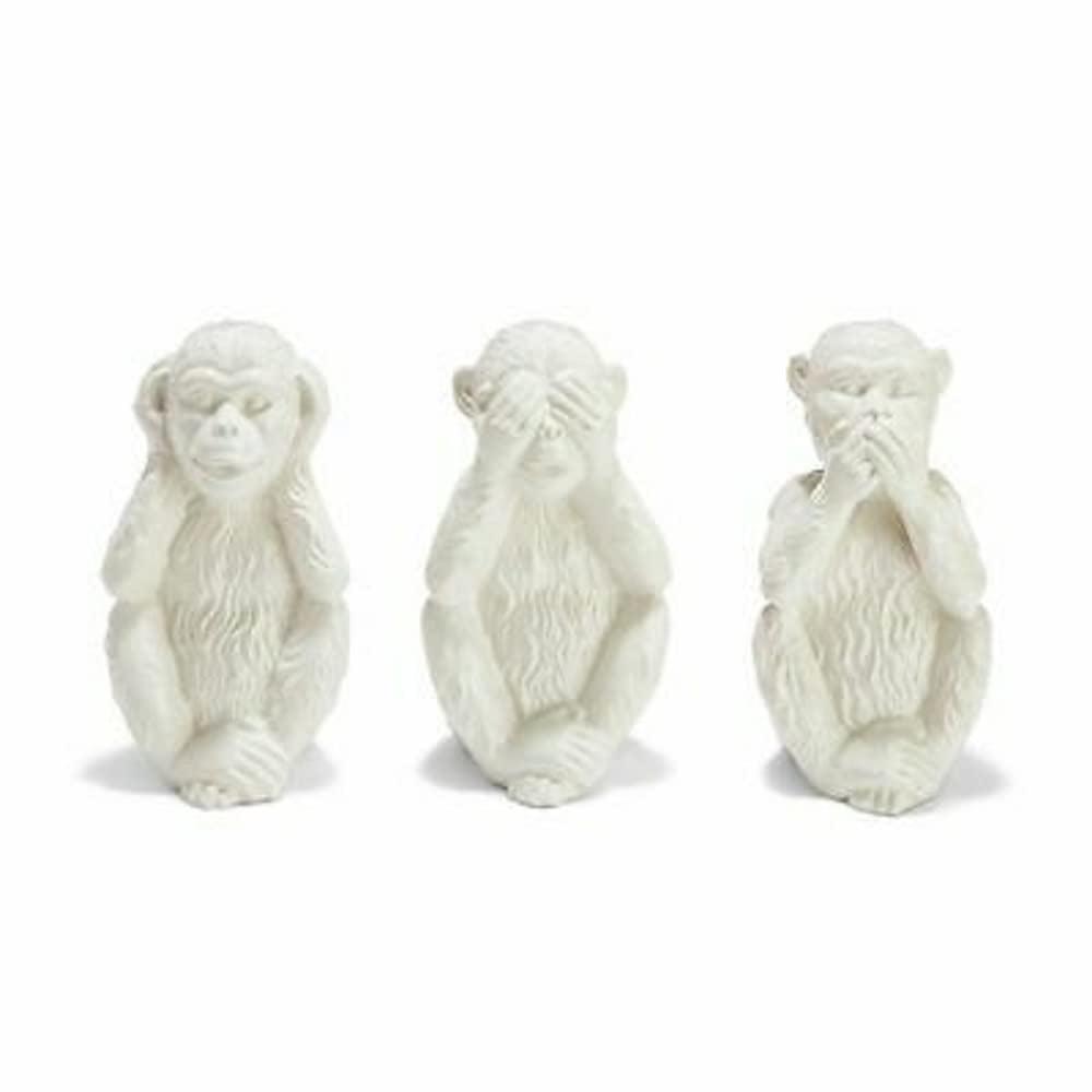 White Porcelain No Evil Monkeys Figurine Set