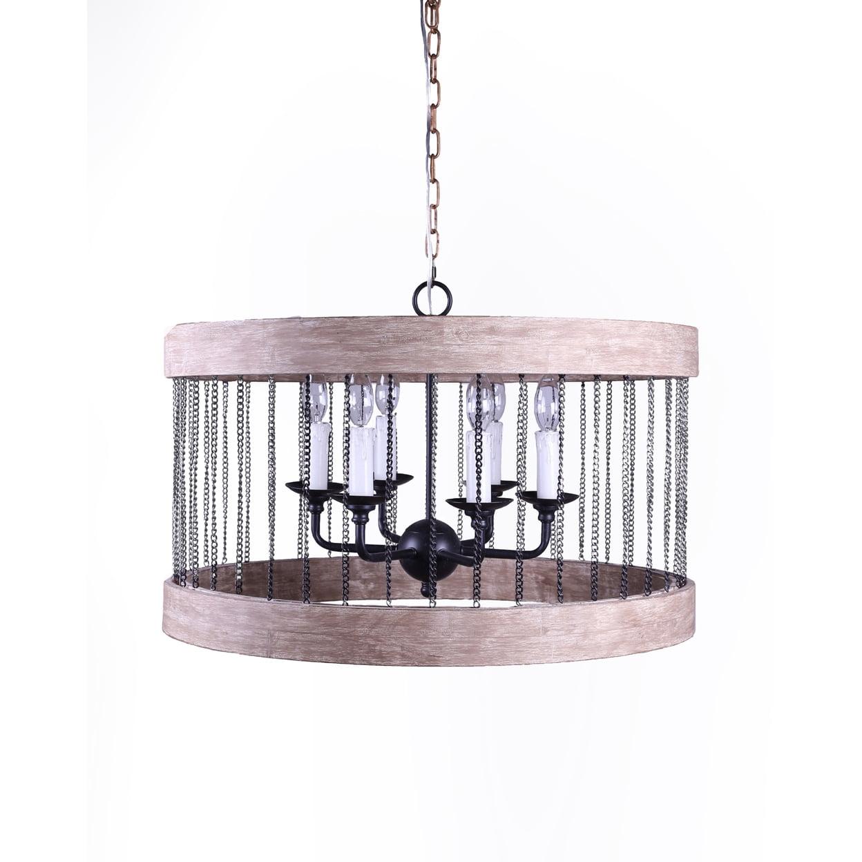 Tx USA Corporation Home Ceiling Decorative Torin Wood And Metal Cylinder Chandelier - Natural