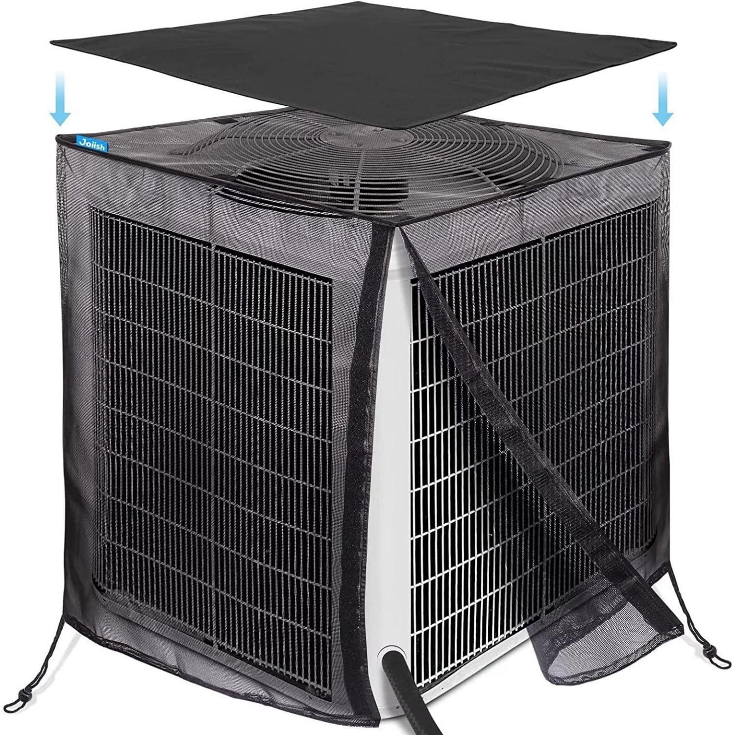 Black Mesh Air Conditioner Cover with Detachable Waterproof Top, 28x28x32 Inch