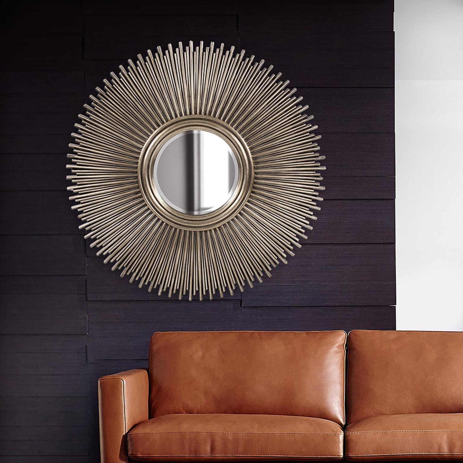 Tyler Dillon Singapore Starburst Round Wall and Accent Mirror - Silver - 50"