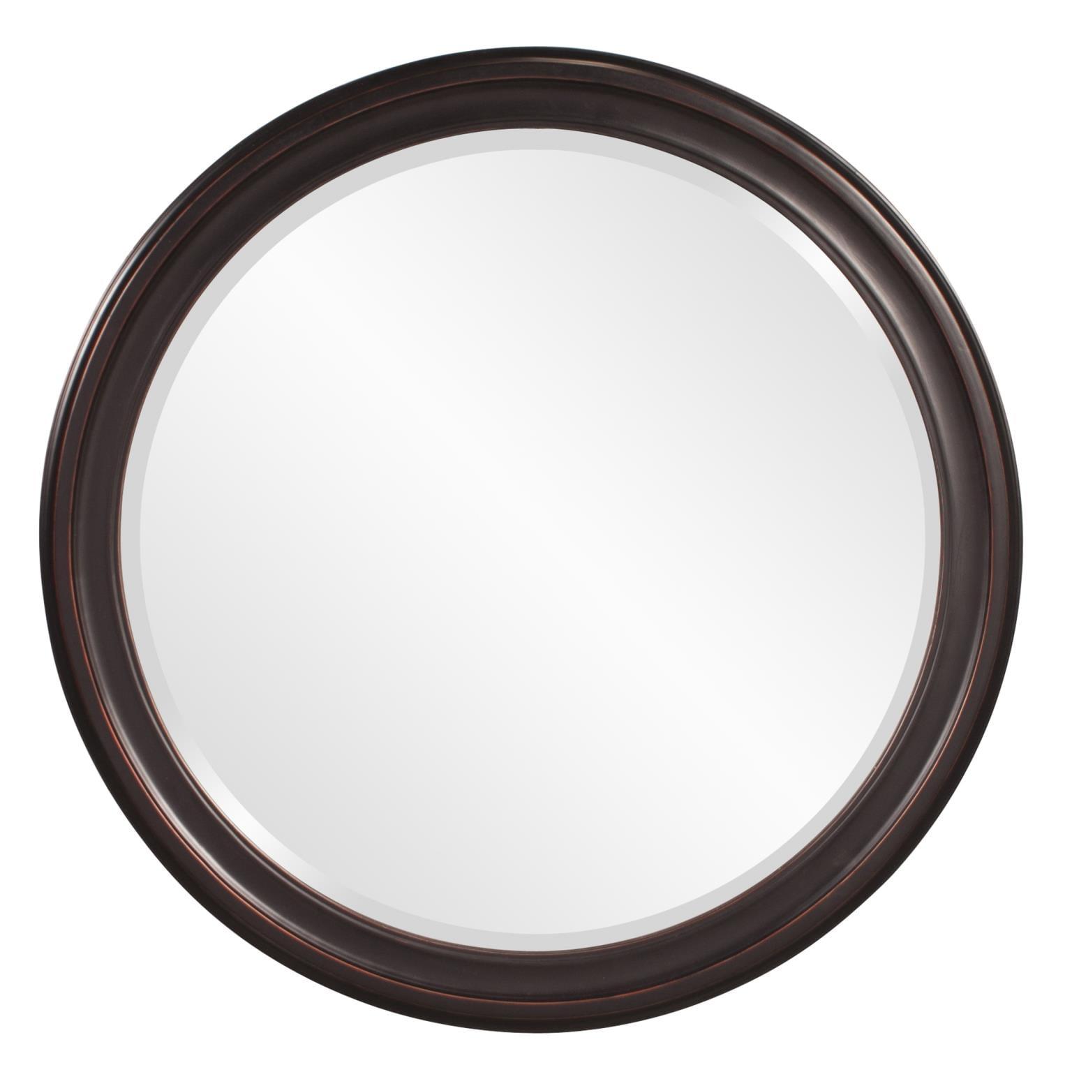 Eloise Brushed Nickel 30" Round Wood Grooved Wall Mirror