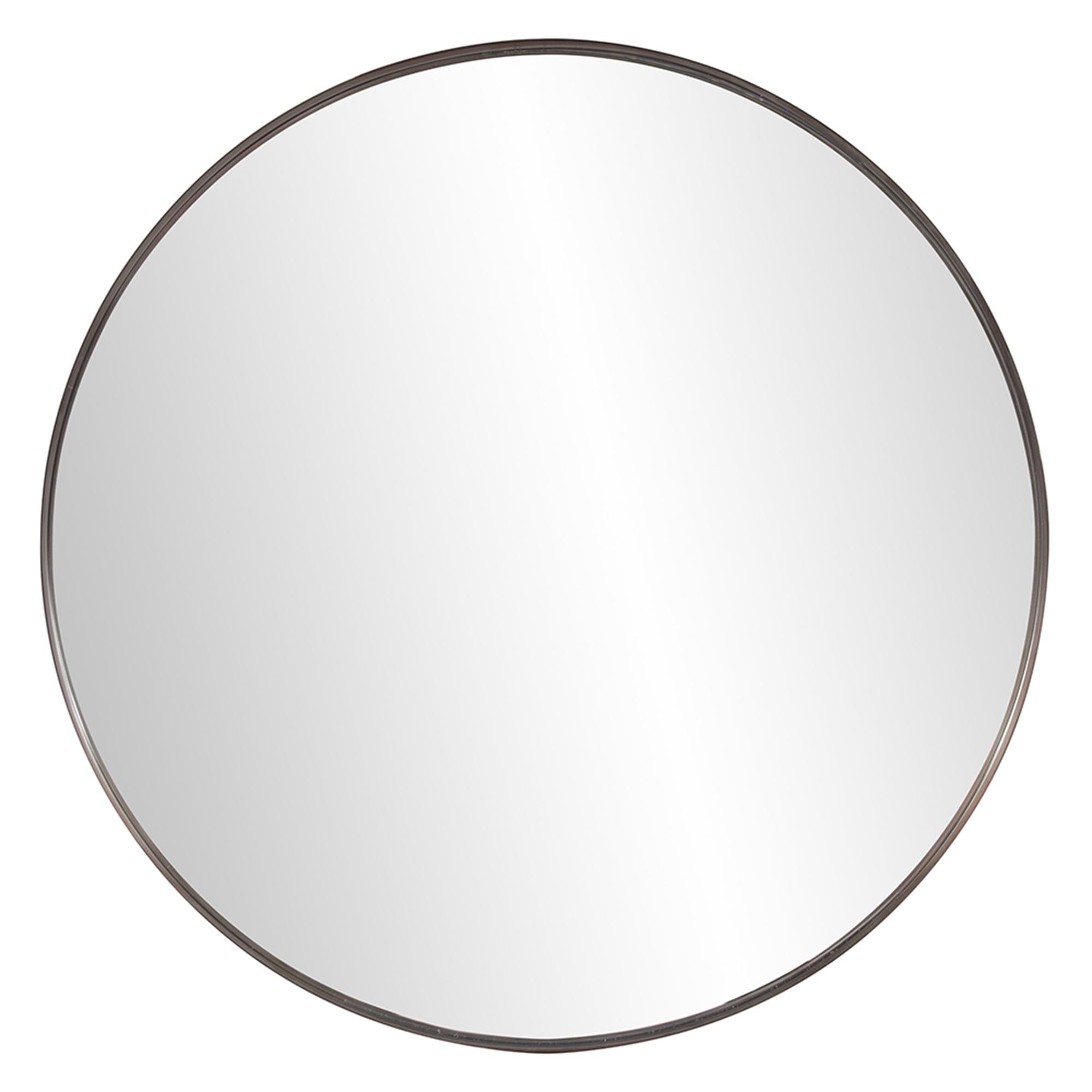 36" Luxe Shadowbox Round Mirror in Brushed Bronze and Silver