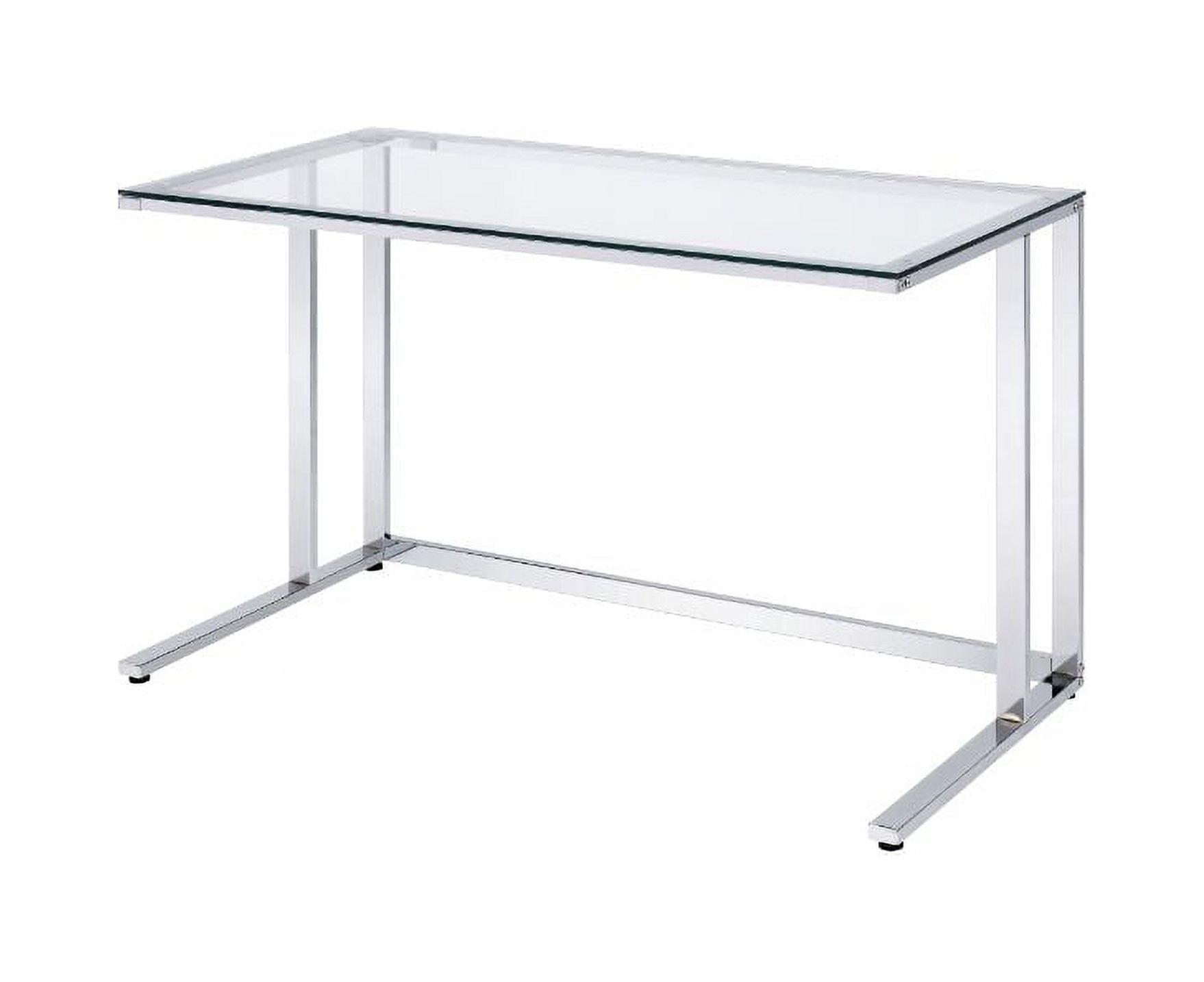 Tyrese 50'' Clear Glass & Chrome Writing Desk with USB Port