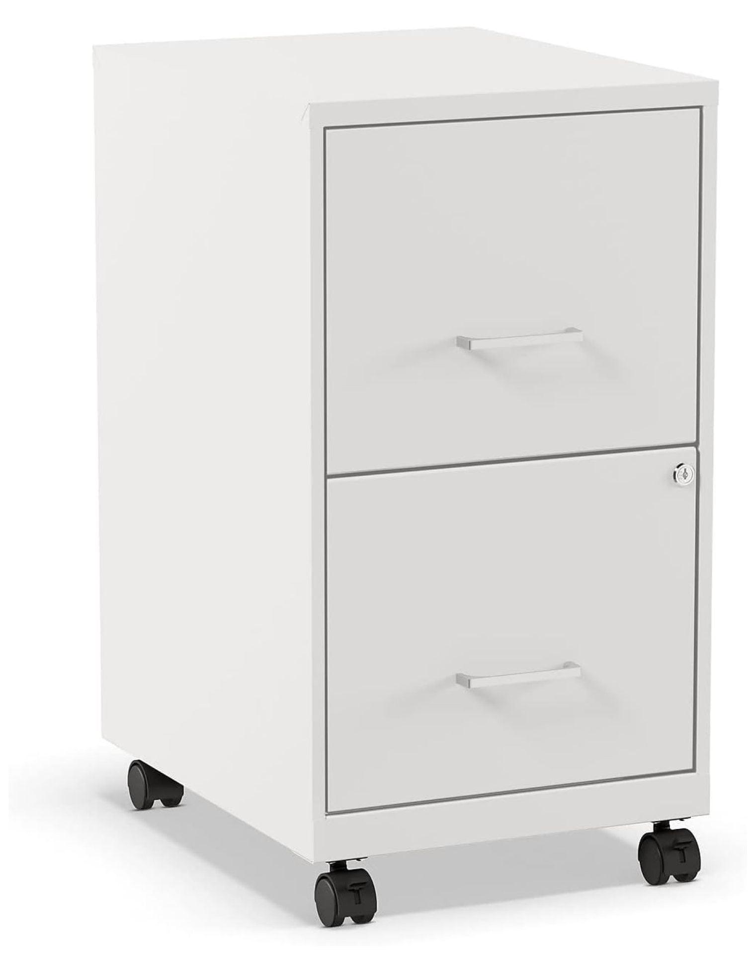 2-Drawer Vertical Mobile File Cabinet, Letter Size, Pearl White, 18-Inch-D (19634)