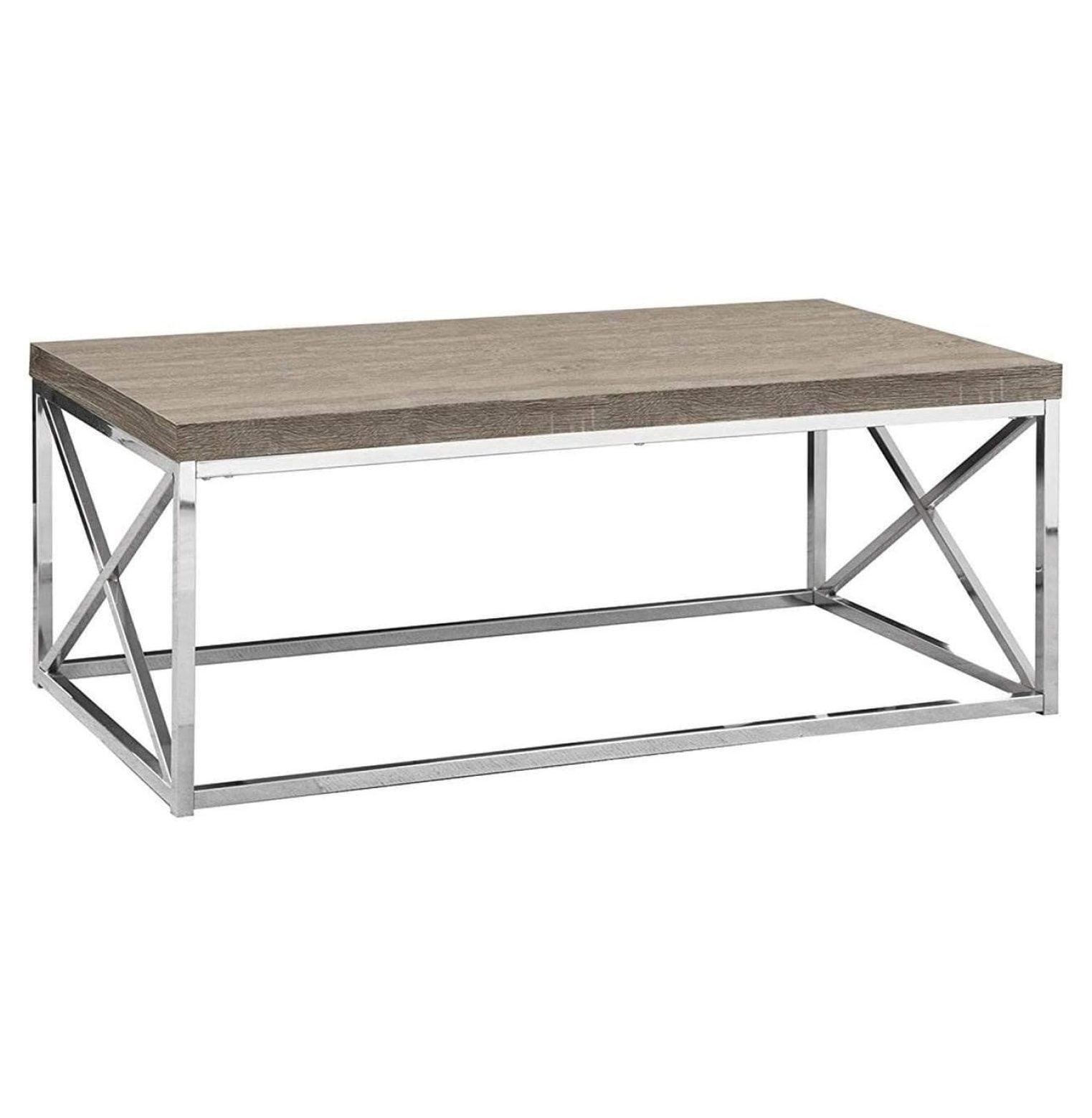 Dark Taupe Wood and Chrome Rectangular Coffee Table