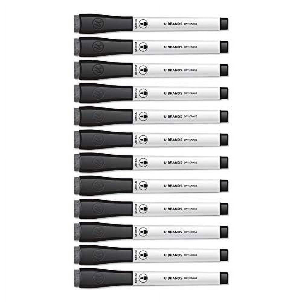 U Brands Dry Erase Markers, Medium Point, Black Ink, 12 Count