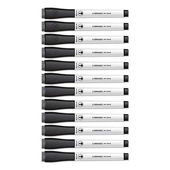 U Brands Dry Erase Markers, Medium Point, Black Ink, 12 Count