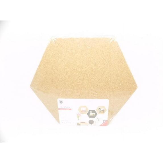 U Brands 3ct Hexagon Cork Bulletin Board Tiles: Small Corkboard for Wall, Dorm Bulletin Board, 11.5" x 10.25", Brown