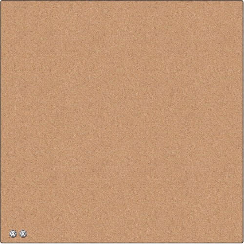 U Brands 14"x14" Square Frameless Cork Board Tile: Wall Mount Bulletin Pinboard with Push Pins, Brown