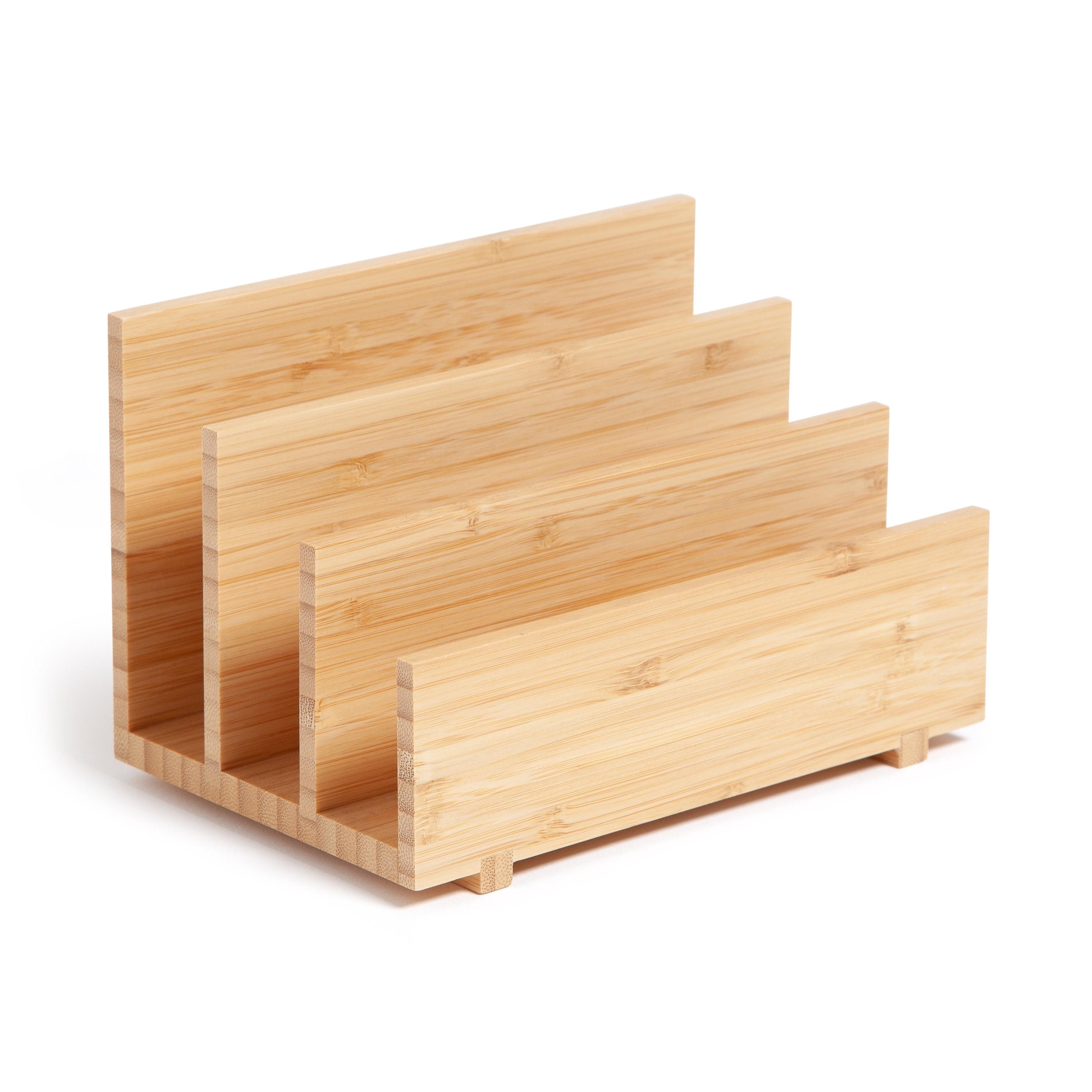 U Brands Zen Letter Sorter, 7.5" x 4.7" x 4.8", Bamboo, Brown, Desktop Organizer