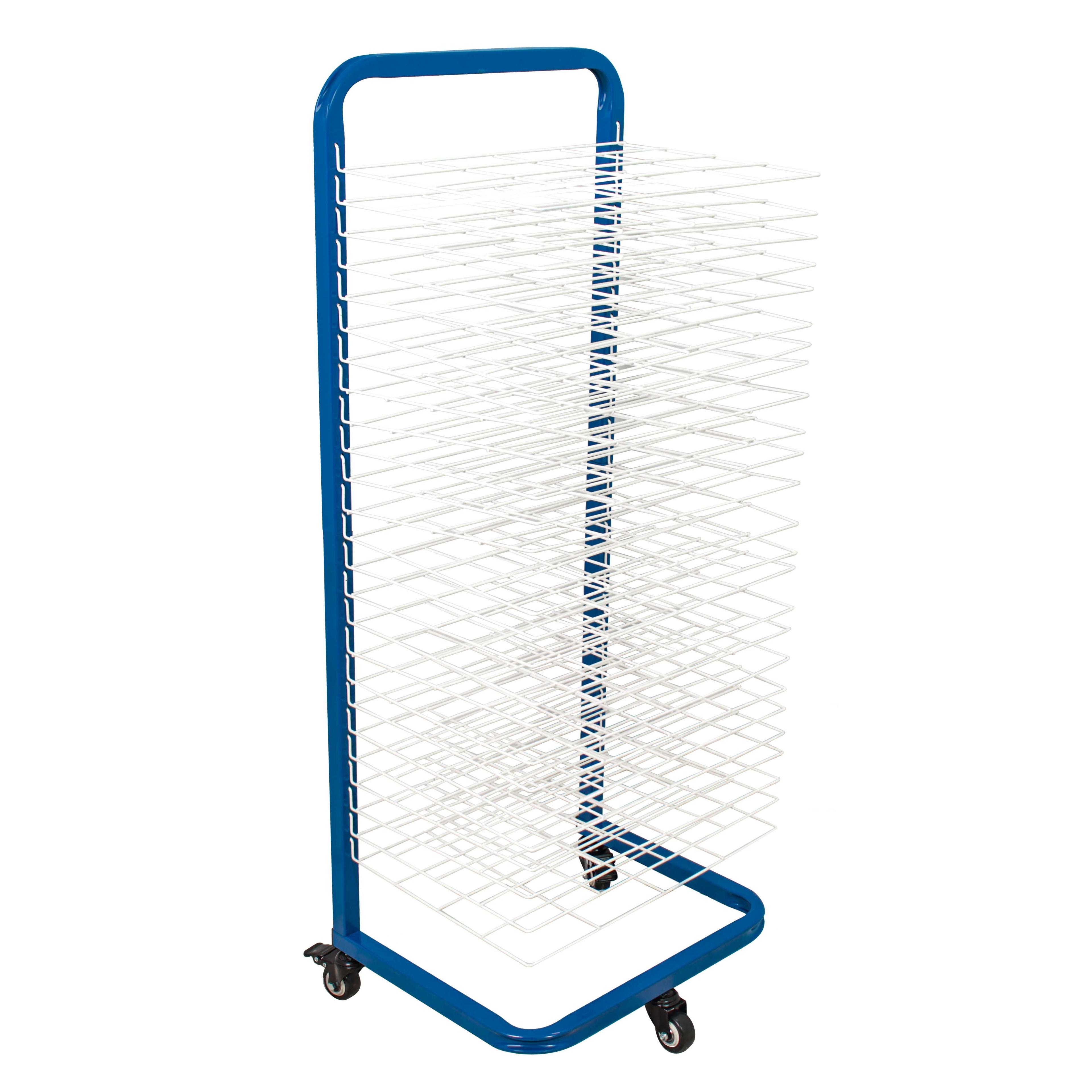 U.S. Art Supply 25 Shelf Art Drying Rack for Classrooms and Studios - Mobile Wheels, Wall Mountable, 25 Removable Shelves - Stack Store Artwork, Canvases Paintings Drawings - 14.5" D x 17.5" W x 38" H