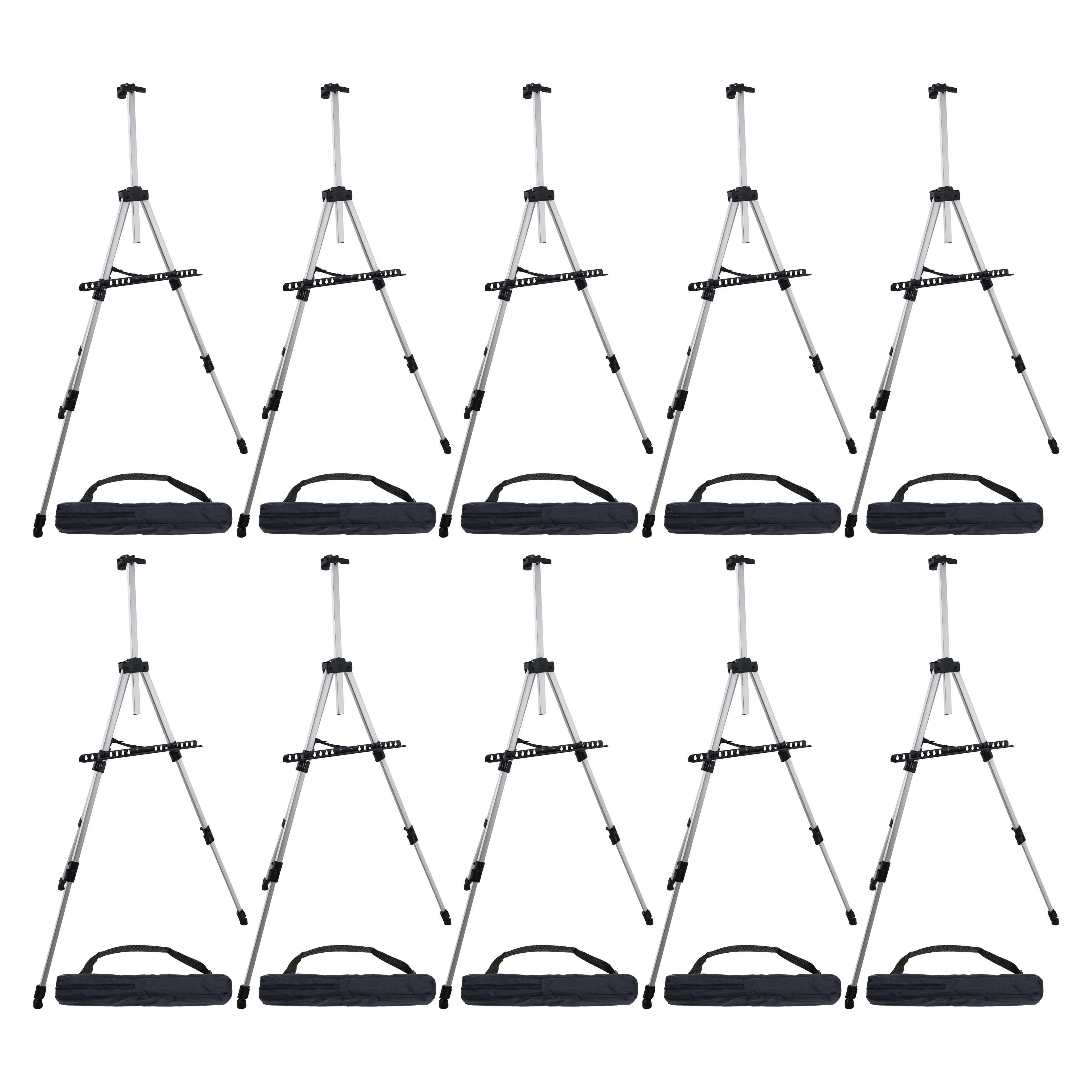 66" Silver Aluminum Adjustable Tripod Artist Easel Pack of 10