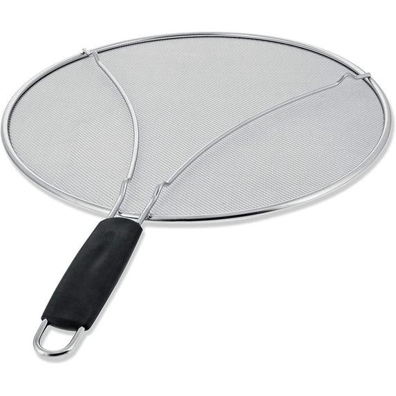 U.S. Kitchen Supply 13" Stainless Steel Fine Mesh Splatter Screen with Comfort Handle and Resting Feet