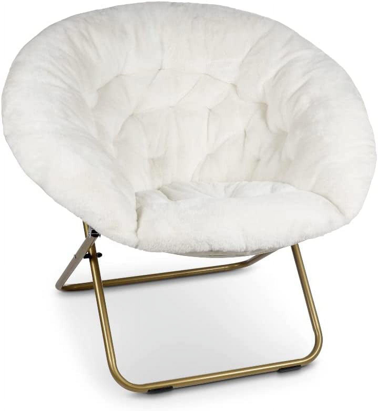 Milliard Cozy Chair / Faux Fur Saucer Chair for Bedroom / X-Large, White