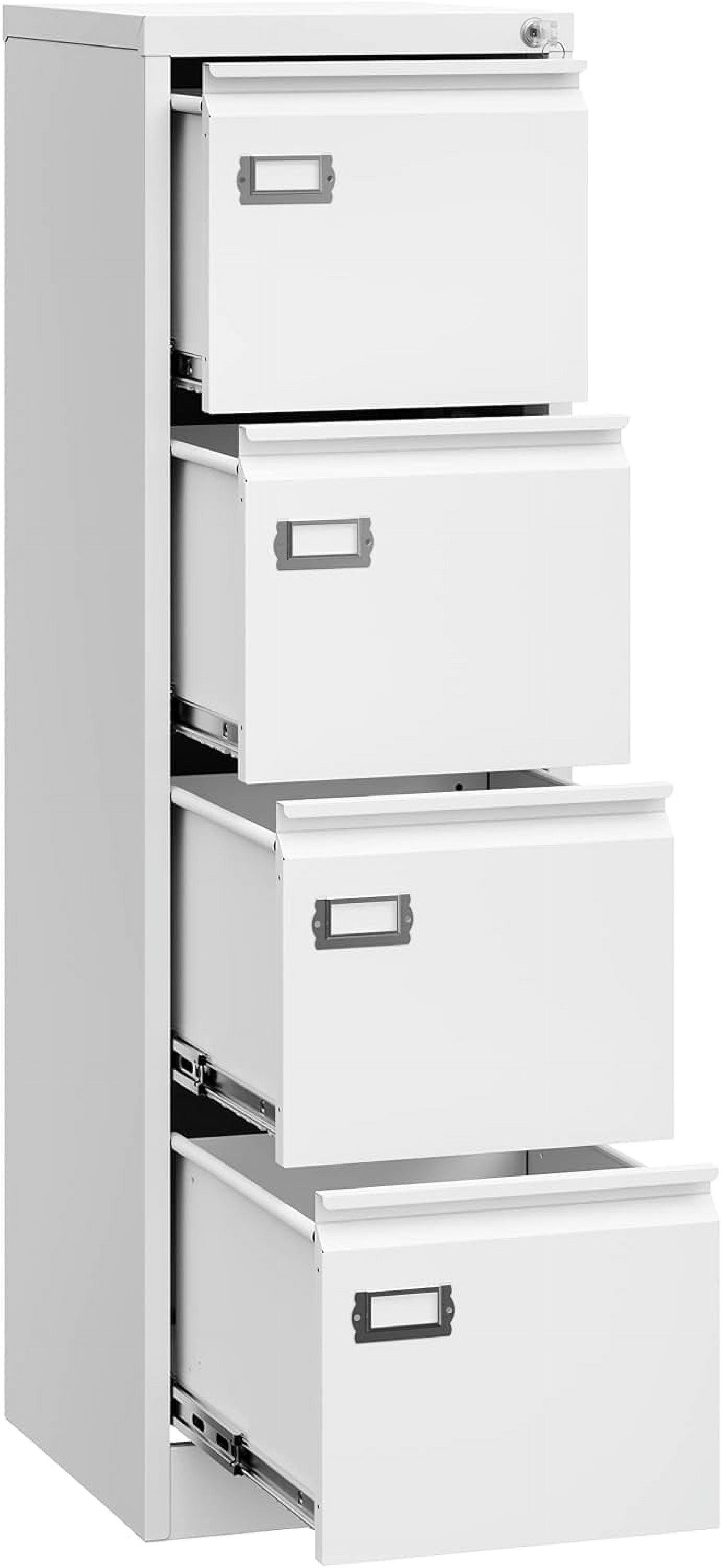 U-SHARE File Cabinet,Metal Small Filing Cabinets with Lock,15.1IN Wide Storage A4/F4/Letter/Legal for Home Office-Assembly Required (-White)