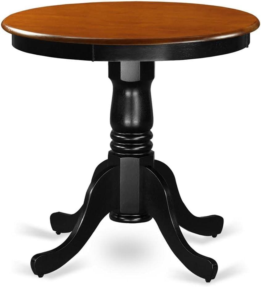 Contemporary Round Wood Extendable Dining Table in Black