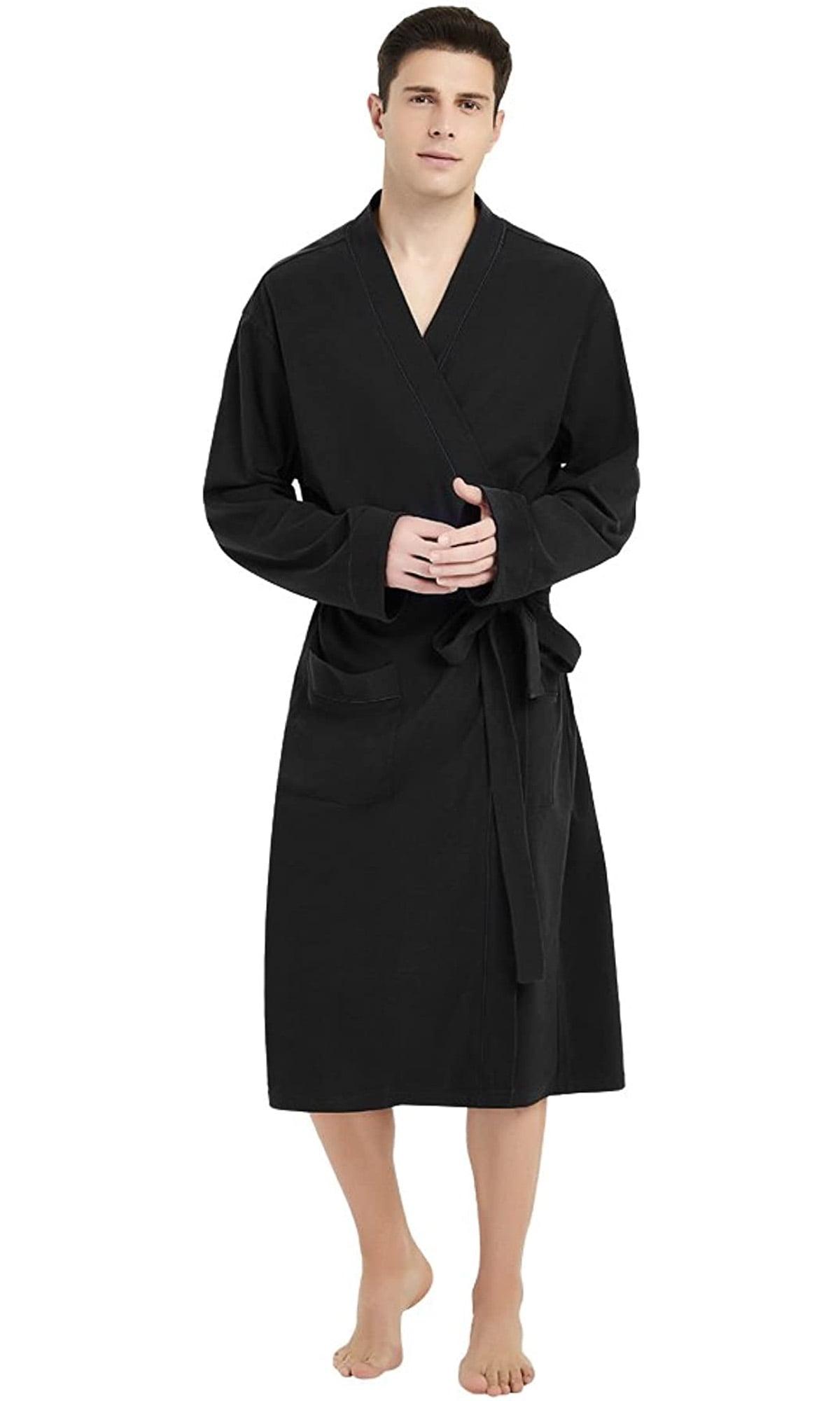 Black 2XL/3XL Cotton Blend Kimono Bathrobe