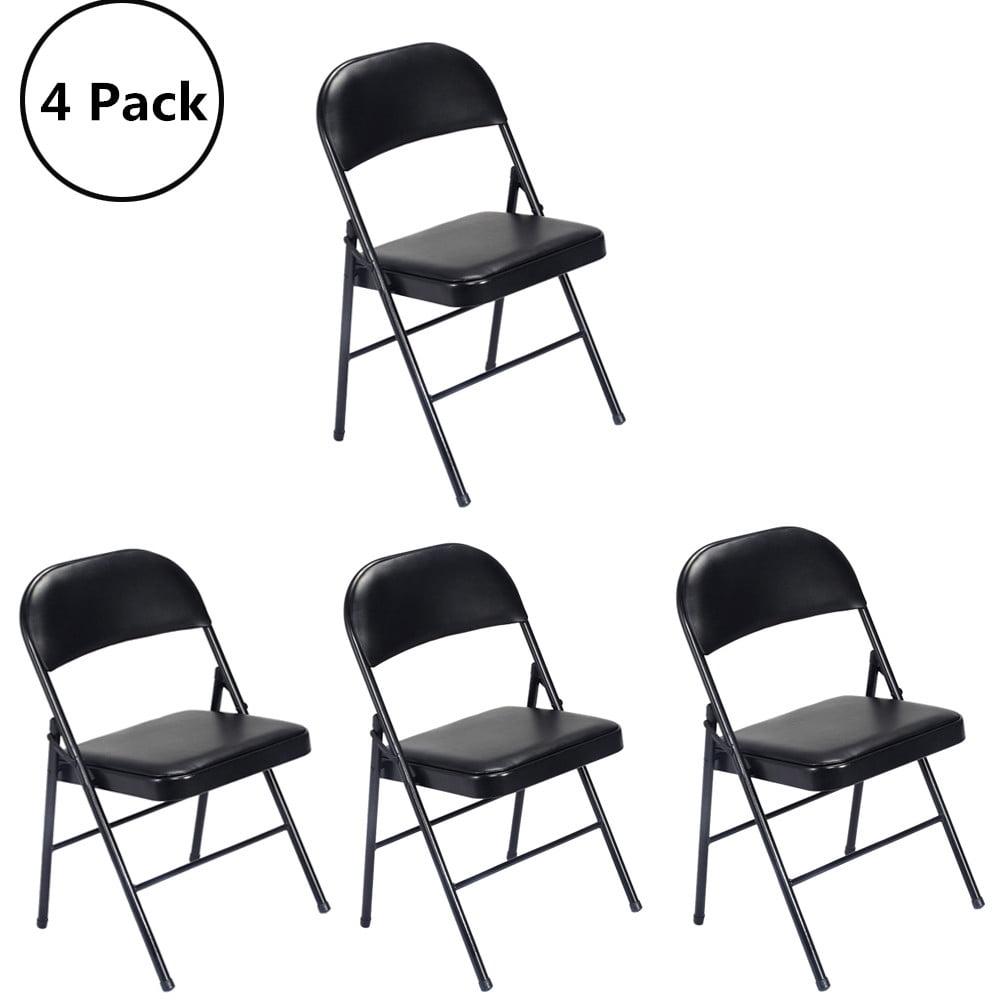 Black Metal Armless Folding Reception Chairs, Set of 4