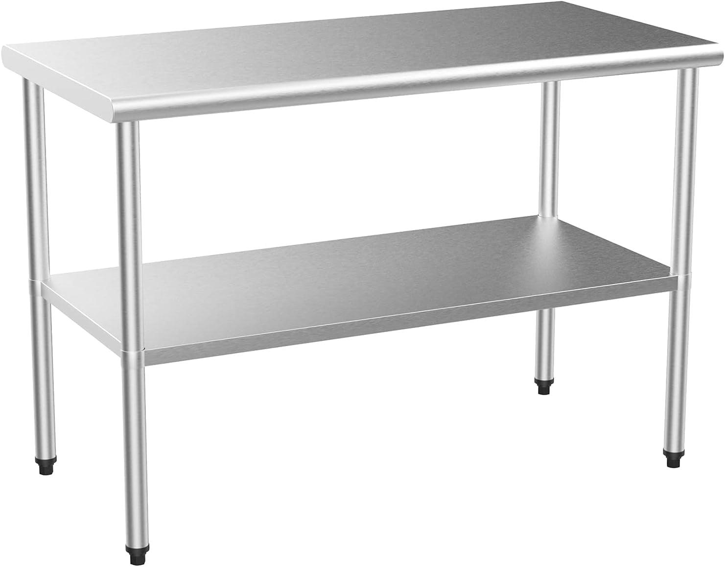 Ktaxon 48'' x 24" Stainless Steel Prep & Work Table, Kitchen Commercial Garage Workbench Worktable Workstation, for Kitchen, Restaurant, Home, Hotel, Outdoor