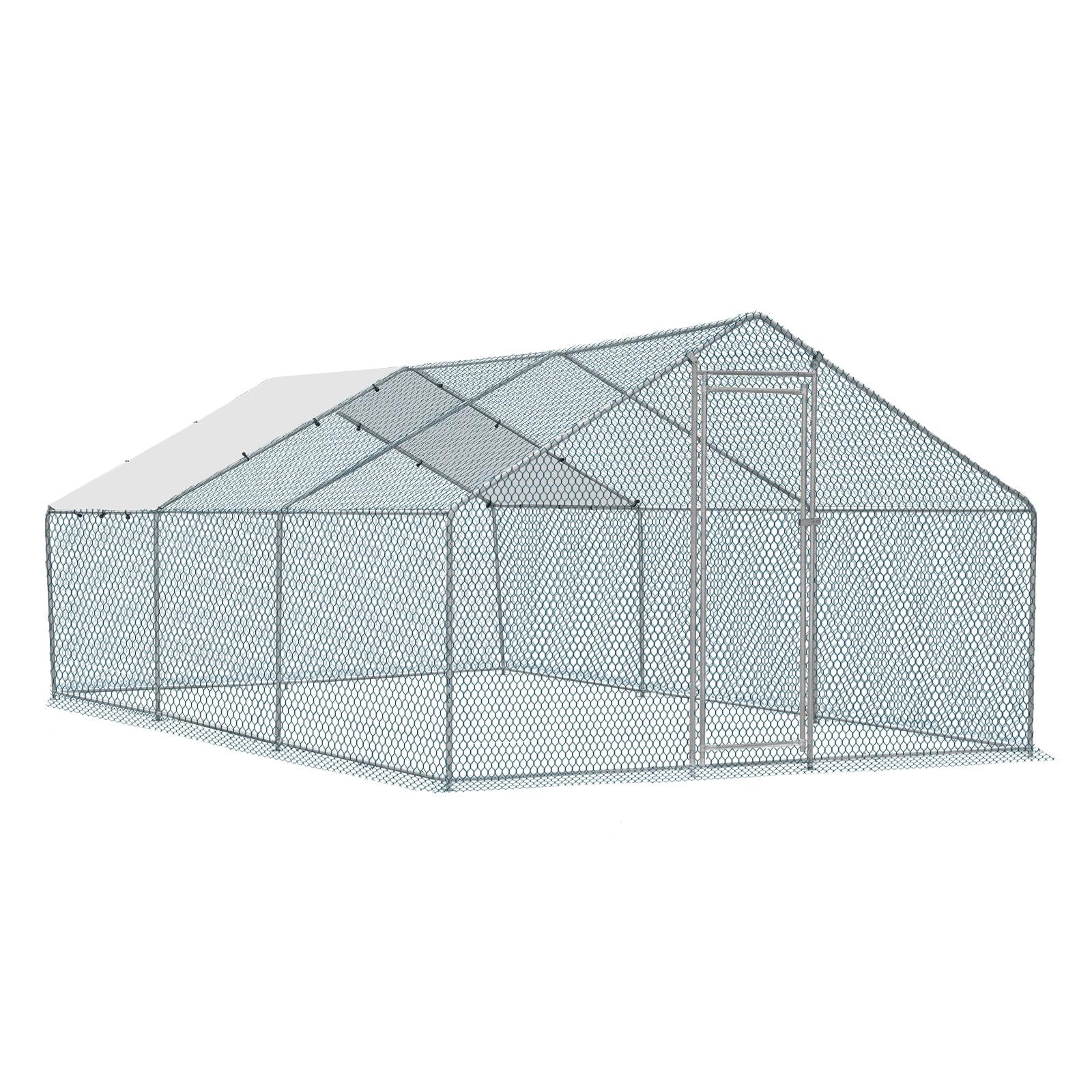 Large Galvanized Steel Chicken Coop with Waterproof Cover