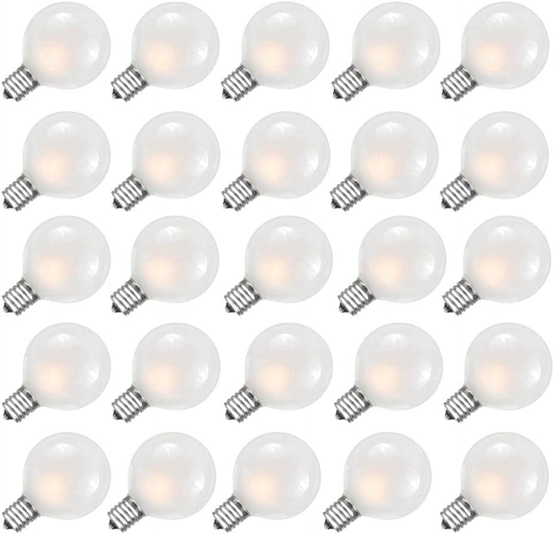 Novelty Lights Frosted White G40 Globe Hanging Outdoor String Light Replacement Bulbs E12 Candelabra Base 5 Watt