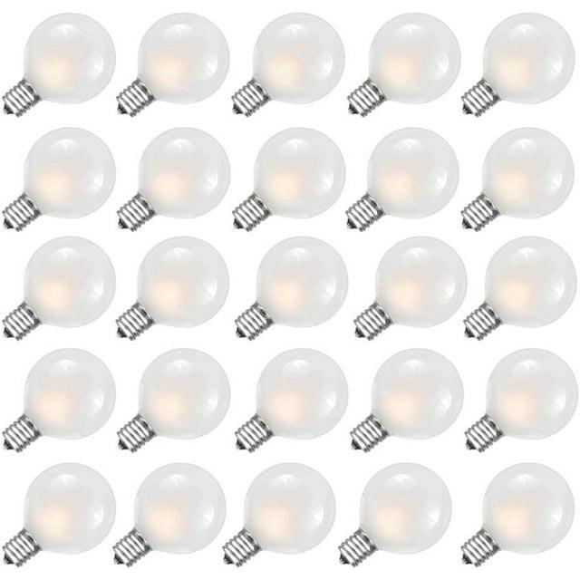 Novelty Lights Frosted White G40 Globe Hanging Outdoor String Light Replacement Bulbs E12 Candelabra Base 5 Watt