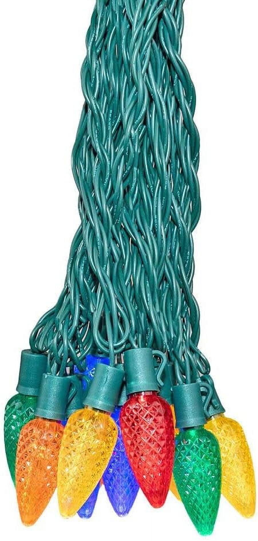 Novelty Lights LED Multi C9 Faceted Green Wire (25 Bulbs, 120 V)