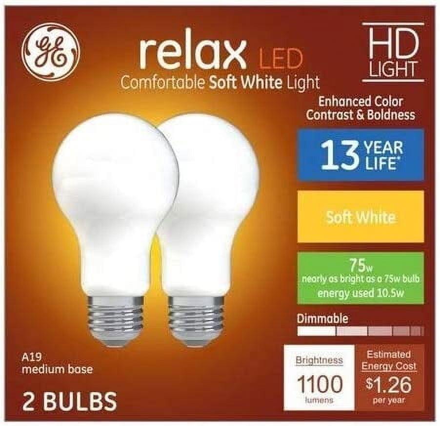 GE 2pk 60W Relax G25 LED Frost Globe Light Bulbs Soft White: Dimmable Vanity Round Bulbs, Energy Star Certified
