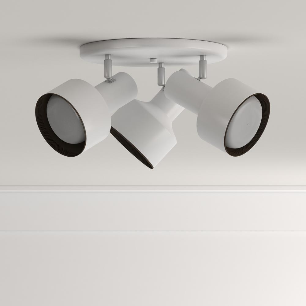 Modern 3-Light Multi-Directional White Glass Flush Mount Ceiling Fixture
