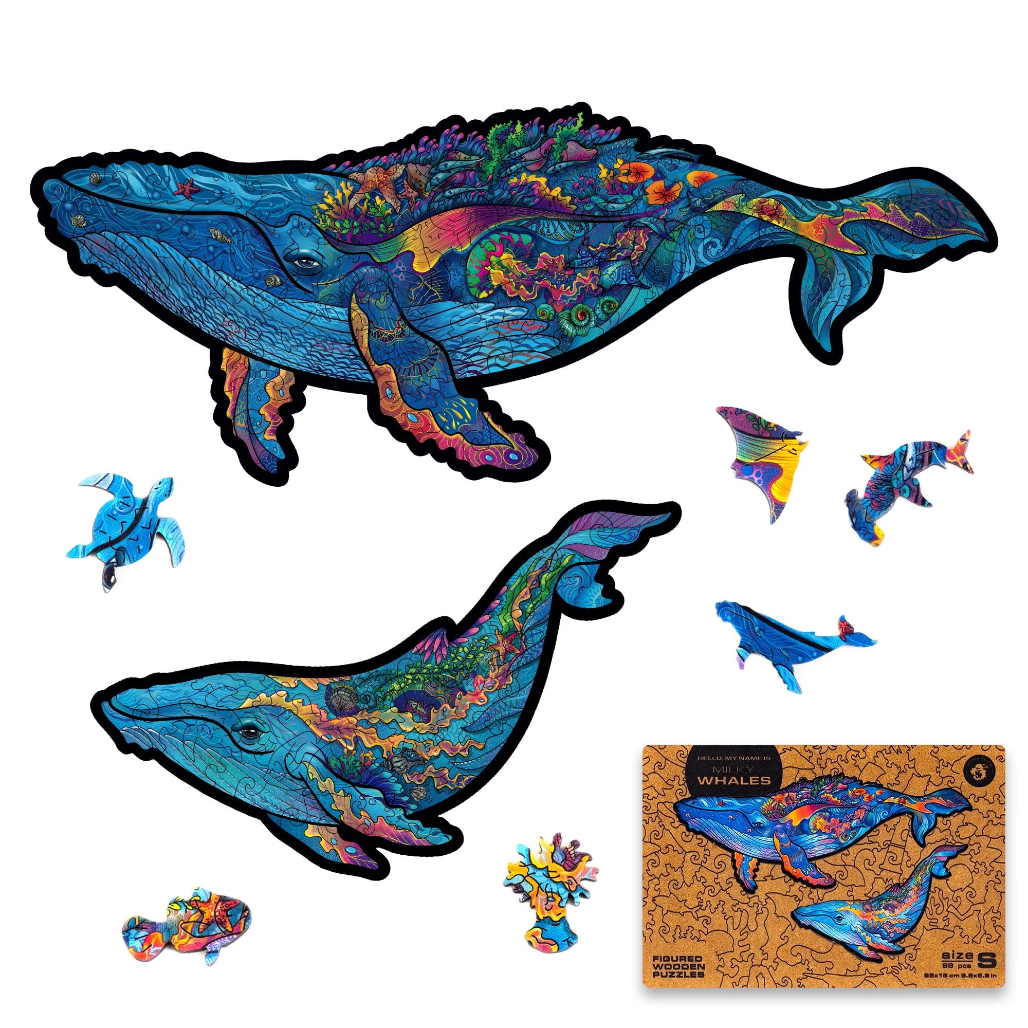 UNIDRAGON Milky Whales Wooden Jigsaw Puzzle S size 98 Pieces