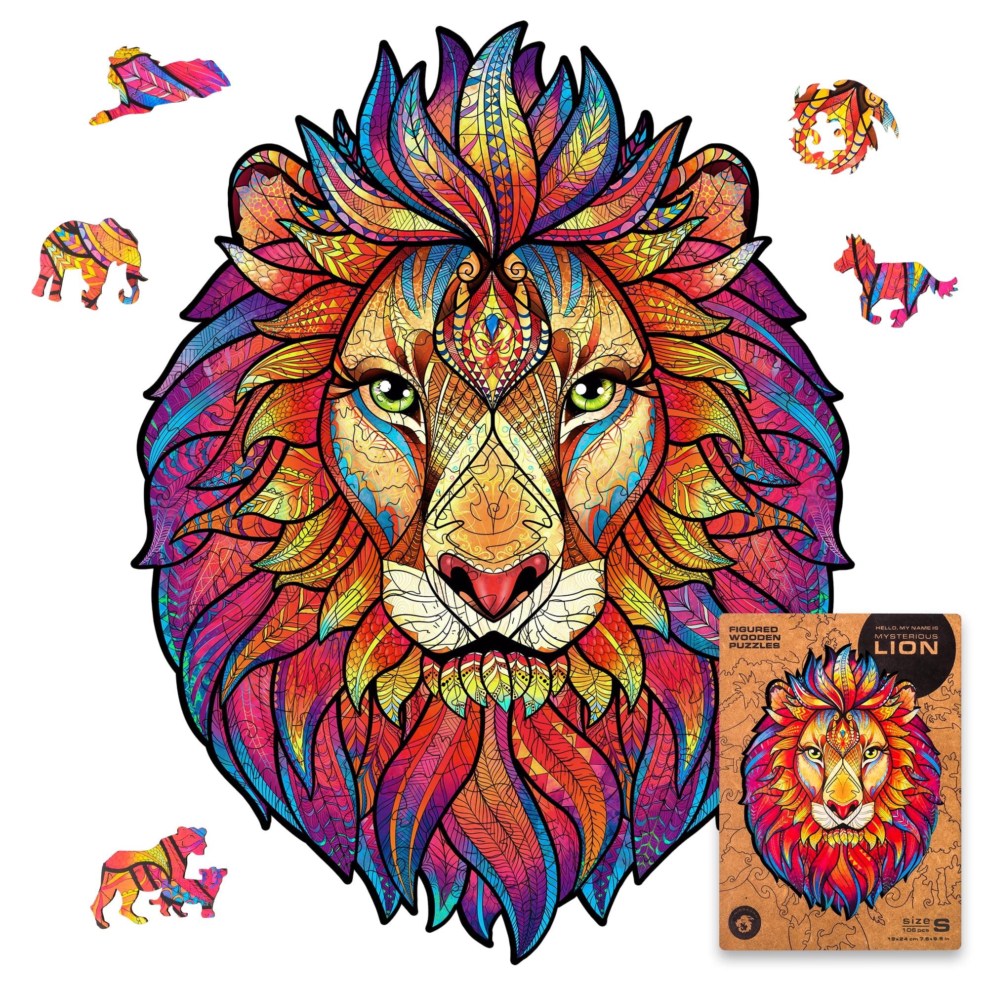 Unidragon Mysterious Lion 106 Piece Shaped Wooden Jigsaw Puzzle