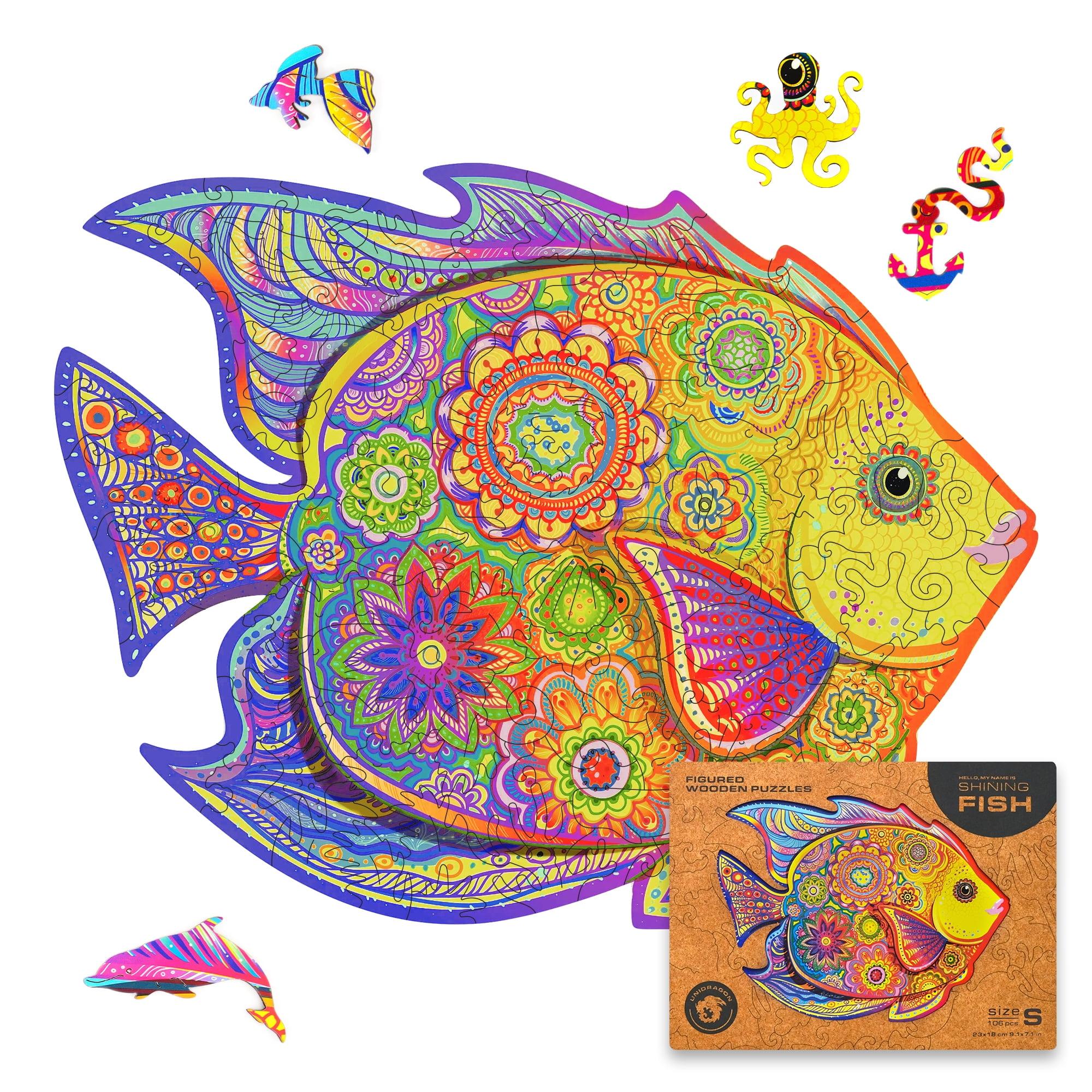 Shining Fish Small Multicolor Wooden Jigsaw Puzzle