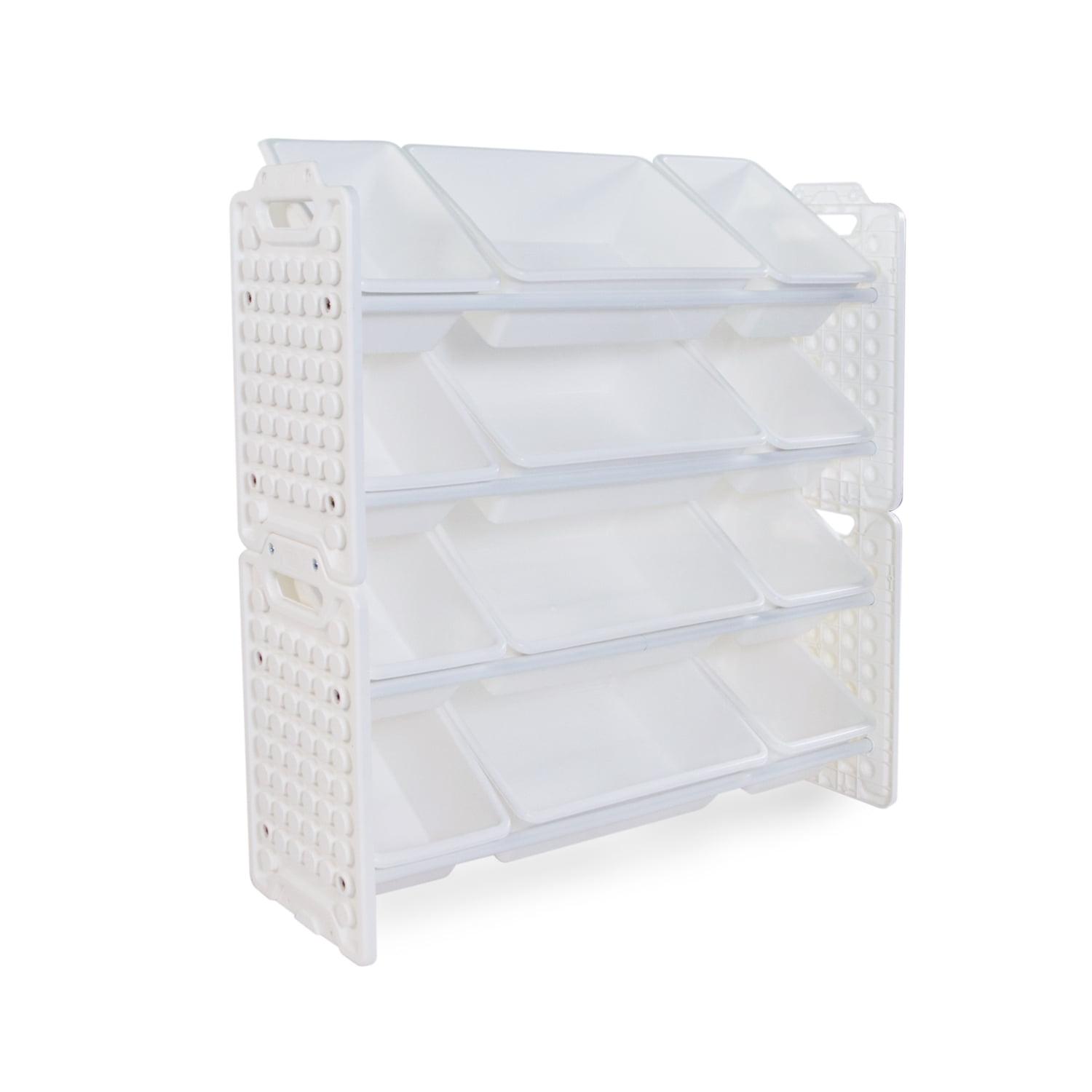 White Multi-Bin Toy Organizer with Removable Storage Bins