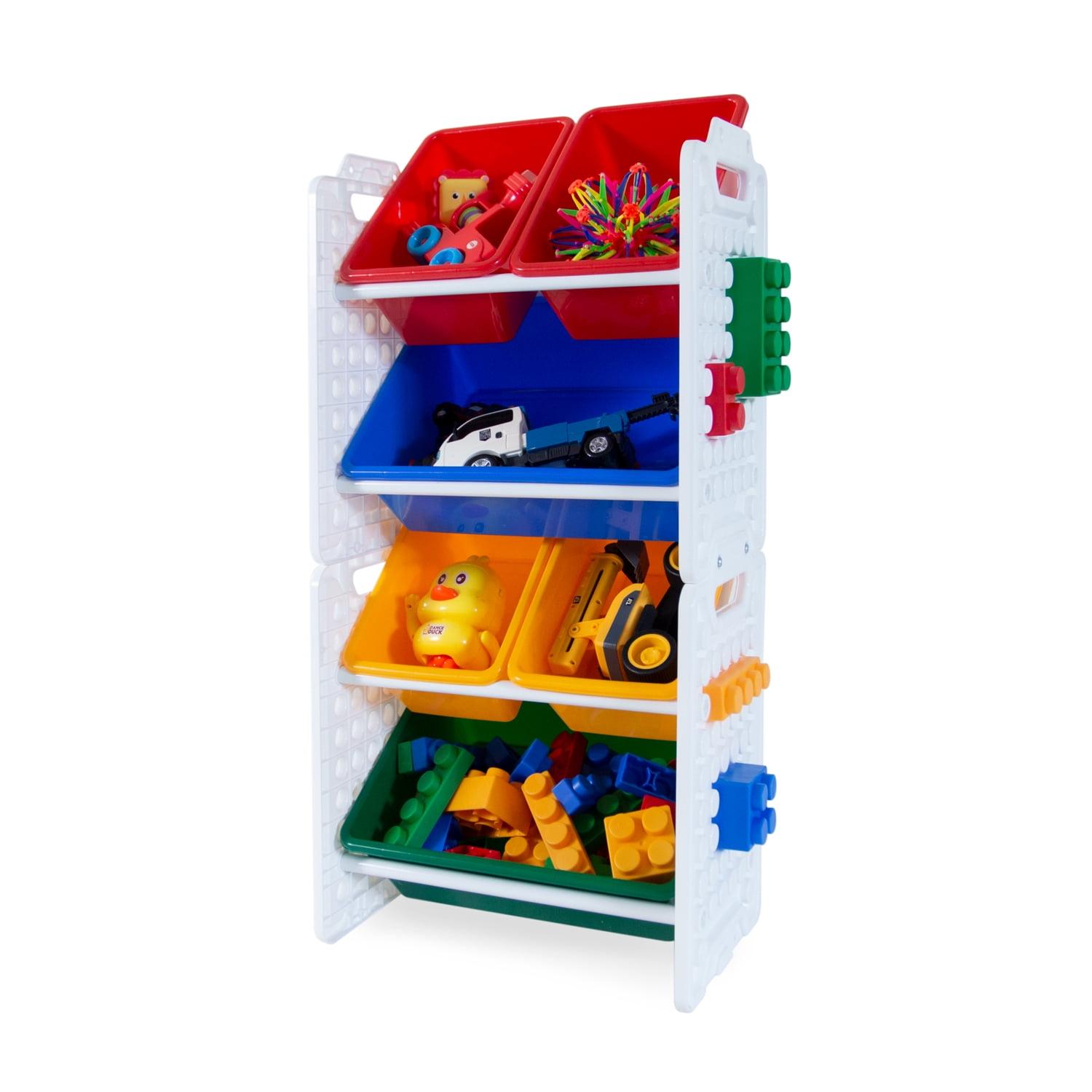 White Multi-Bin Toy Organizer with Removable Storage Bins