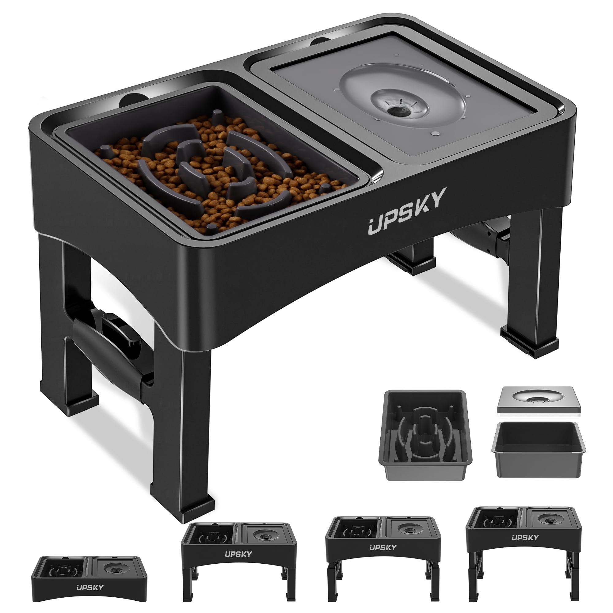 UPSKY 2-in-1 Elevated Dog Bowls Slow Feeder, 4 Height Adjustable Raised Dog Bowl Stand No Spill Dog Water Bowl Dispenser, Anti-Slip Dog Food and Water Bowl for Small Medium Dogs.
