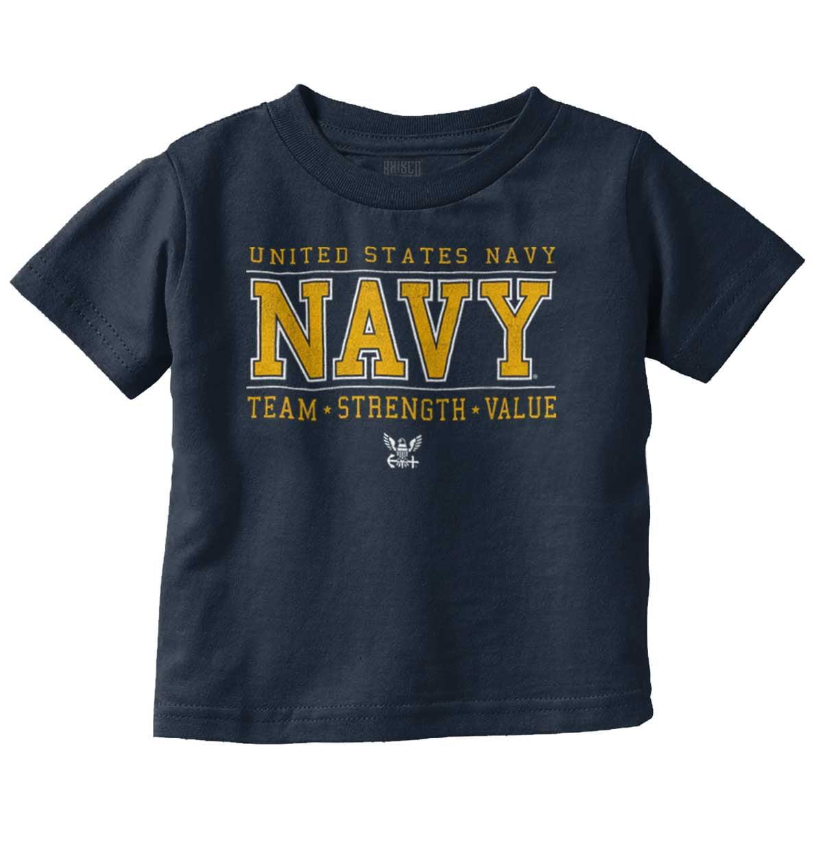 US Navy Logo Team Strength Value Toddler Boy Girl T Shirt Infant Toddler Brisco Brands 6M