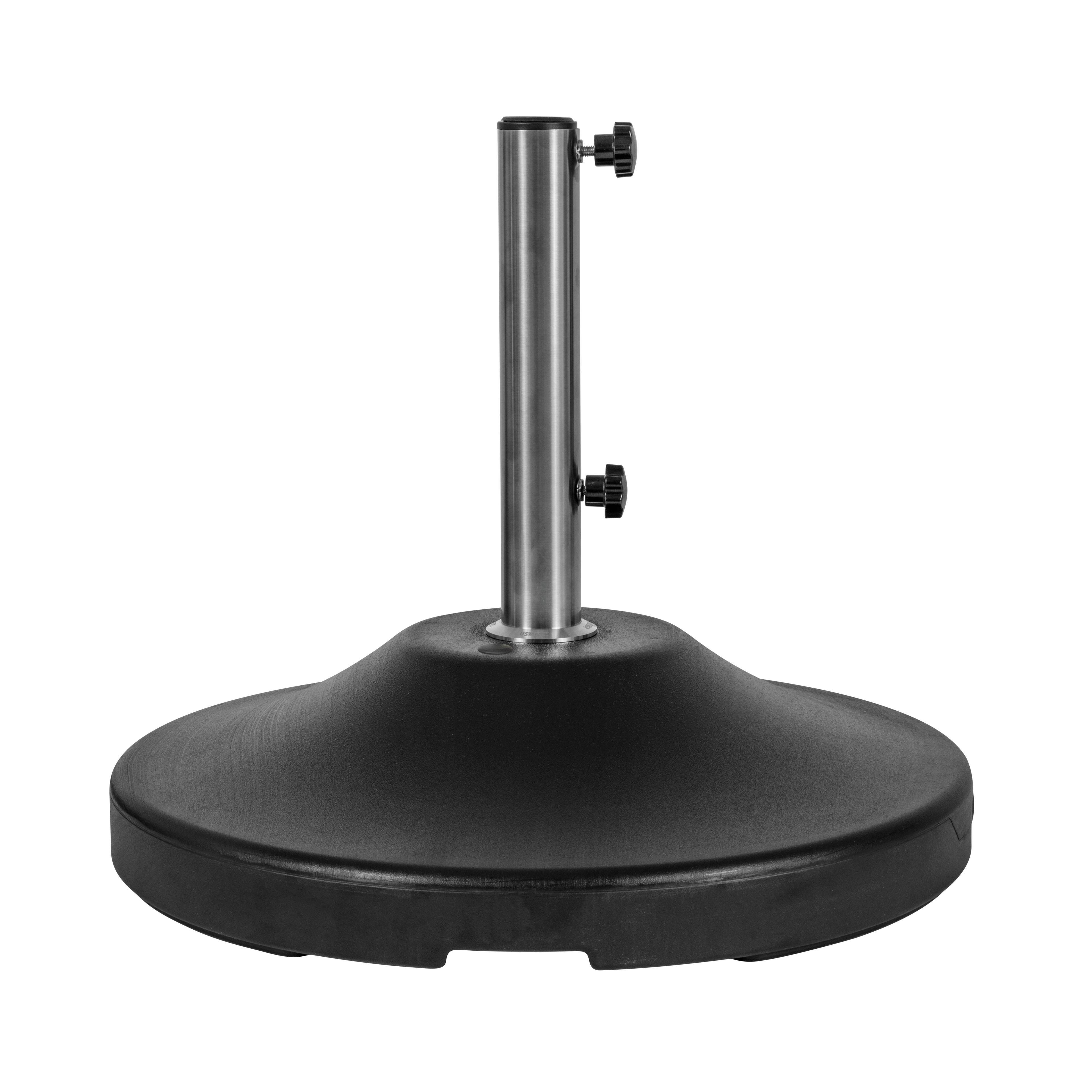 Heavy Duty Black Stainless Steel Fillable Umbrella Base with Wheels