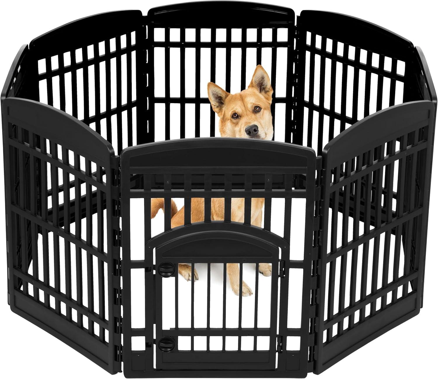 Black Plastic 34"H 8-Panel Pet Playpen