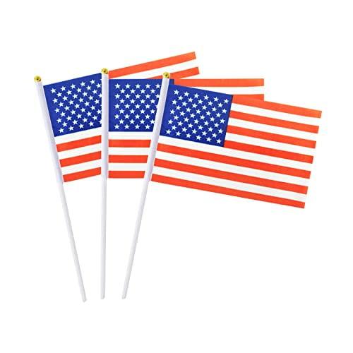 USA Flag American Small .. Stick Mini Hand Held .. Flags Decorations 1 Dozen .. (12 pack)