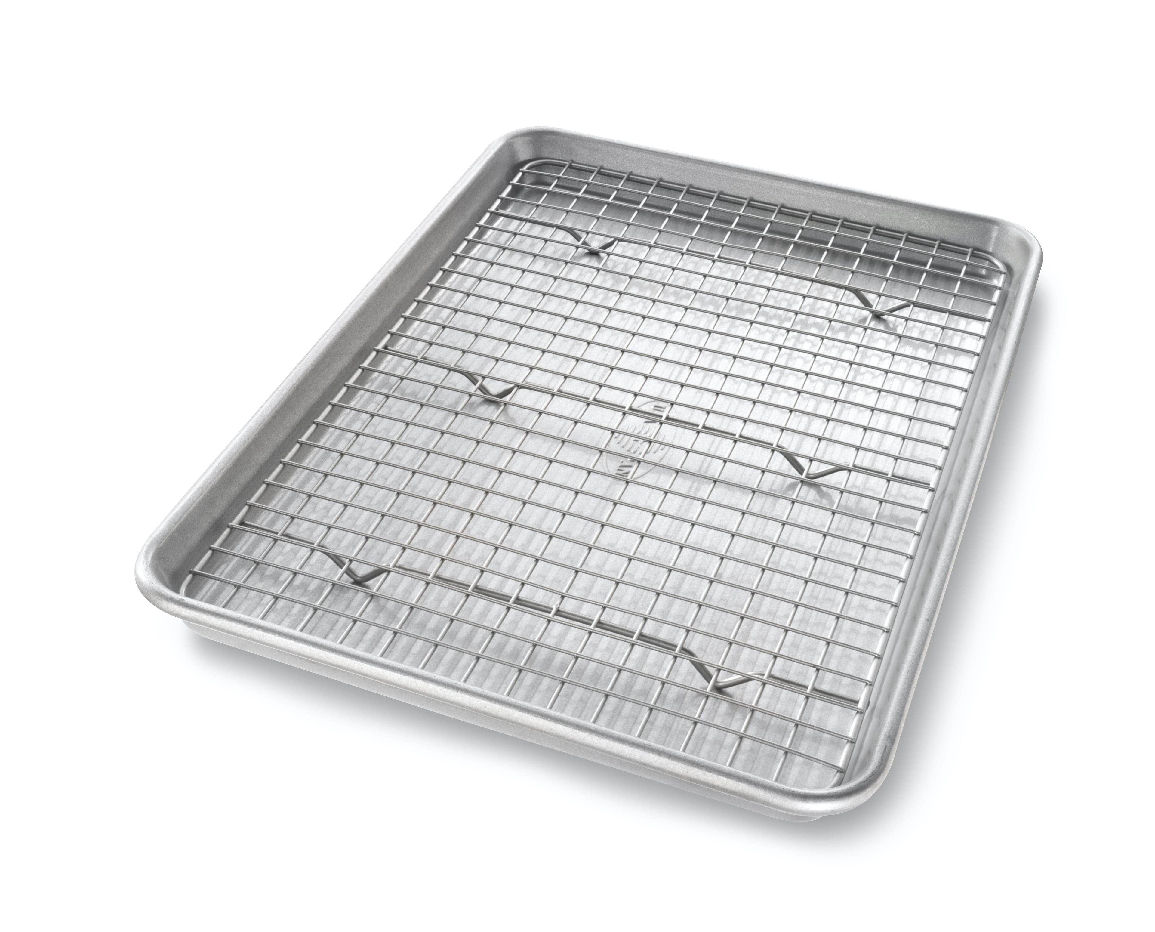 USA Pan Nonstick Jelly Roll Baking Sheet with Cooling Rack, Set, Aluminized Steel, Rectangular